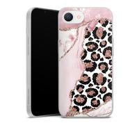 Coque Slim Compatible avec Apple iPhone 16e 2025 Etui Silicone Ultra Fine Coque en Silicone Ultra Fine Léopard Paillettes Look Marbre
