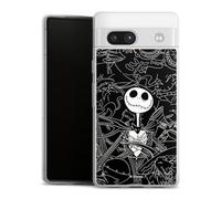 Coque Slim Compatible avec Google Pixel 7a Etui Silicone Ultra Fine Coque en Silicone Ultra Fine Halloween Disney L'Étrange Noël de Monsieur Jack