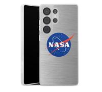 Coque Slim Compatible avec Samsung Galaxy S25 Ultra Etui Silicone Ultra Fine Coque en Silicone Ultra Fine NASA Metal Logo