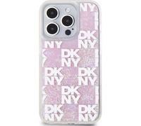 Coque pour iPhone 15 Pro avec Motif à Carreaux de Paillettes Liquides Rose