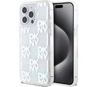 DKNY Coque pour iPhone 15 Pro Max Motif à carreaux paillettes liquides transparent