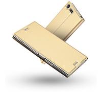 Coque Sony XZ Premium,Radoo® Ultra Mince en Cuir PU Premium Housse à Rabat Portefeuille Coque [Antichoc TPU] Étui de Bumper Folio à Clapet avec [Fermoir Magnétique] pour Sony XZ Premium (Or)