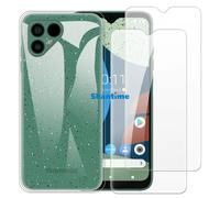 Coque souple + 2 pack de protections d'écran en verre trempé pour Fairphone 4, protection complète du corps Transparent