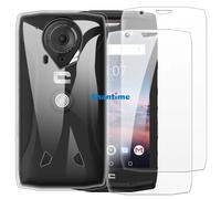 Coque souple + 2 pack de protections d'écran en verre trempé pour protection complète du corps Crosscall Trekker-X4 Black