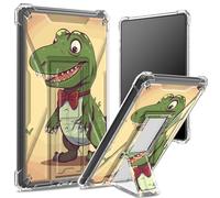 Coque souple pour Amazon Kindle 11{^>e<^} génération 2022 de 6", dos transparent avec motif crocodile de dessin animé, protection des coins - Coque antichoc avec béquille rigide