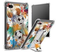 Coque souple pour iPad 9,7" iPad 6e 5e génération 2018 2017 modèle iPad Air 2/iPad Air Coque souple arrière transparente avec ballons de football, protection des coins antichoc avec béquille rigide