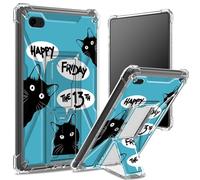 Coque souple pour iPad 9,7" iPad 6e 5e génération 2018 2017 modèle iPad Air 2/iPad Air Coque souple, dos transparent avec vendredi 13e, protection des coins antichoc avec béquille rigide