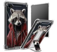 Coque souple pour iPad 9,7" iPad 6e 5e génération 2018 2017 modèle iPad Air 2/iPad Air, dos transparent avec raton laveur, protection des coins antichoc avec béquille rigide