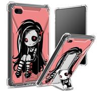 Coque souple pour iPad 9,7", iPad 6e 5e génération 2018 et 2017, iPad Air 2/iPad Air, dos transparent avec jolie fille zombie, protection des coins antichoc avec béquille rigide