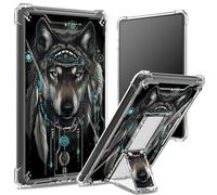 Coque souple pour Kindle Paperwhite 11{^>e<^} génération 6,8" et édition Signature 2021, dos transparent avec attrape-rêves loup, protection des coins - Coque antichoc avec béquille rigide