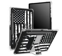 Coque souple pour Samsung Galaxy Tab S8 Plus 2022/S7 FE 2021/S7 Plus 2020 12,5" avec porte-stylo, dos transparent avec drapeau américain cerf, coque de protection d'angle avec béquille rigide