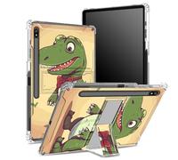 Coque souple pour Samsung Galaxy Tab S8 Plus 2022/S7 FE 2021/S7 Plus 2020 12,5" avec porte-stylo S, dos transparent avec crocodile de dessin animé, coque de protection d'angle avec béquille rigide
