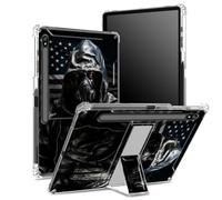 Coque souple pour Samsung Galaxy Tab S8 Plus 2022/S7 FE 2021/S7 Plus 2020 12,5" avec porte-stylo S, dos transparent avec drapeau du guerrier biologique, coque de protection d'angle avec béquille