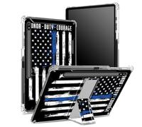 Coque souple pour Samsung Galaxy Tab S8 Plus 2022/S7 FE 2021/S7 Plus 2020 12,5" avec porte-stylo S, dos transparent avec drapeau américain honorable, coque de protection d'angle avec béquille rigide