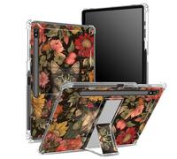 Coque souple pour Samsung Galaxy Tab S8 Plus 2022/S7 FE 2021/S7 Plus 2020 12,5" avec porte-stylo S, dos transparent avec chat de jardin, coque de protection d'angle avec béquille rigide