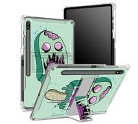 Coque souple pour Samsung Galaxy Tab S8 Plus 2022/S7 FE 2021/S7 Plus 2020 12,5" avec porte-stylo S, dos transparent avec crème glacée zombie, coque de protection d'angle avec béquille rigide