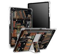 Coque souple pour Samsung Galaxy Tab S9 11" 2023 (SM-X710/716B/718U) avec porte-stylo, dos transparent avec bibliothèque de chats, coque de protection d'angle avec béquille rigide