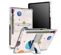 Coque souple pour Samsung Galaxy Tab S9 FE Plus 12,4" 2023 SM-X610/ X616B/X618U avec porte-stylo S, dos transparent avec galaxie colorée, coque de protection d'angle avec béquille rigide