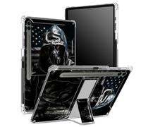 Coque souple pour Samsung Galaxy Tab S9 FE Plus 12,4" 2023 SM-X610/ X616B/X618U avec porte-stylo S, dos transparent avec drapeau du guerrier biologique, coque de protection d'angle avec béquille