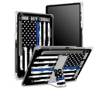 Coque souple pour Samsung Galaxy Tab S9 FE Plus 12,4" 2023 SM-X610/ X616B/X618U avec porte-stylo S, dos transparent avec drapeau américain honorable, coque de protection d'angle avec béquille rigide