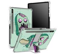 Coque souple pour Samsung Galaxy Tab S9 FE Plus 12,4" 2023 SM-X610/ X616B/X618U avec porte-stylo S, dos transparent avec crème glacée zombie, coque de protection d'angle avec béquille rigide