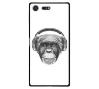 Coque Souple Pour Sony Xperia Xz Premium Avec Impression Motifs Singe Avec Casqu