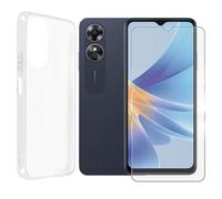 Coque souple silicone + 2 verres trempés - Yuan Yuan - Oppo A17 (CPH2477) 6.56"" - Transparent - Verre trempé 9H 0.26mm - Anti-rayure