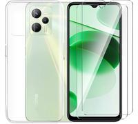 Coque Souple Tpu Transparente + 2x Verre Trempé 9h Hd Anti-Empreintes Pour Realme C35