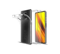 NOVAGO Compatible avec Xiaomi Poco X3/Poco X3 Pro/POCO X3 NFC -Pack Complet- Coque Résistante Transparente + 2 Films de Protection écran en Verre trempé