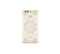 Coque souple transparente avec impression fantaisie pour Huawei P9 ( Rosace blanche )