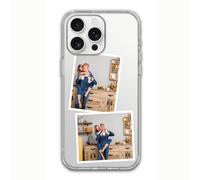 Coque souple transparente personnalisée avec deux photos et mots pour iPhone 17 16 15 14 13 12 11
