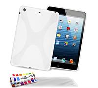 Coque Souple Ultra-Slim "Le X" Premium Blanc pour APPLE IPAD MINI de Qualité Supérieure ORIGINALE de MUZZANO - Protection ELEGANTE, OPTIMALE et DURABLE + 3 Protections d’Ecran transparents "UltraClear" + 1 STYLET et 1 CHIFFON MUZZANO OFFERTS