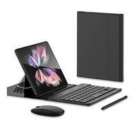 COQUE Souris Bluetooth,Clavier,étui en Cuir,Stylet+Fente Stylo téléphone Bureau kit,Support de Cas de téléphone Portable pour Honor Magic V-Noir