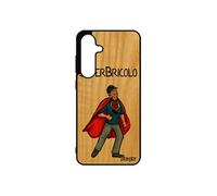 Coque super bricolo S24 FE en bois veritable silicone texte comics frêne souple drole rouge bande dessinée bricoleur pour Samsung galaxy