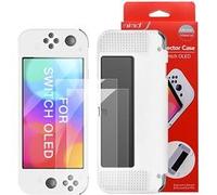 Coque Switch Oled Silicone HAOBUY avce 2pcs Protecteurs d'Ecran - Blanc Blanche G