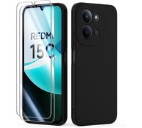 Coque TECHTA pour Xiaomi Redmi 15C avec 2 verres trempés - Silicone souple - Noir