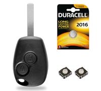 Coque Télécommande Clef Plip pour Renault Compatible avec Kangoo • Megane • Modus • Clio 3 • Twingo • Master • Trafic + Pile CR2016 - Kit iRace Keys®