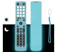 Coque télécommande en silicone compatible avec Hisense EN2J36H EN2D36H EN2F36H EN2N36H EN2V36H EN2K36H EN2Q36H EN2C36H TV Télécommande housse de protection antichoc avec un cordon (bleu fluorescent)