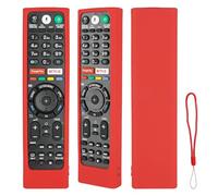 Coque télécommande en silicone compatible avec Sony RMT-TX100D RMT-TX300E RMF-TX310E RMF-TX300E RMT-TX200E RMF-TX200E TV Télécommande Housse de protection antichoc avec un cordon (rouge)