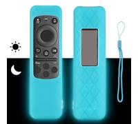 Coque Télécommande Silicone Compatible avec Samsung TM2360E BN5901432A BN5901432D BN5901437A TV Cellule Solaire Télécommande Coque Protectrice à l'épreuve des Chocs avec Une Lanyard(Bleu Fluorescent)