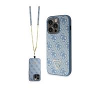 Coque telephone - bumper telephone Guess GUHCP15LP4TDSCPB Coque pour iPhone15 Pro 6,1'' Bleu Hardcase Crossbody 4G Metal Logo