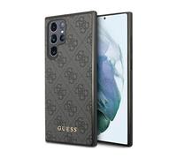 Guess Coque pour Samsung S23 Ultra S918 – Gris 4G Métal Or Logo