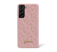 Coque telephone - bumper telephone Guess GUHCS23SHGGSHP Coque pour Samsung S23 S911 Rose Paillettes Script