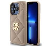 Coque téléphone - DKNY - iPhone 15 Pro Max - Cuir matelassé - Beige - Souple