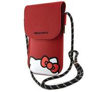 Coque Téléphone - HELLO KITTY - Crossbody - Rouge - Cordon caché en cuir - Compatible iPhone 16
