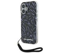 Coque Téléphone - Karl Lagerfeld - iPhone 16 Plus - Motif Zèbre - Cordon en Nylon - TPU/PC