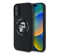 CG Mobile Karl Lagerfeld KLHMP16MSCMKCRHK Coque de Protection en Silicone pour iPhone 16 Plus 6,7" avec Anneau Karl & Choupette Noir