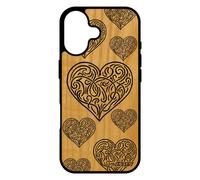 Coque telephone pour iPhone 17 bois silicone coeur art amitie rigide amour housse noir unique tribal etui cadeau saint valentin