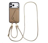 Selencia Coque téléphone Sera iPhone 17 Pro Max — cordon et porte-cartes enveloppe Taupe Beige
