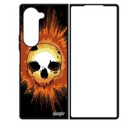 Coque Tete de Mort Telephone pour Z Fold 6 en Silicone Tache Peinture Enfer Noir Fantastique Explosion Old School Emo pour Samsung Galaxy
